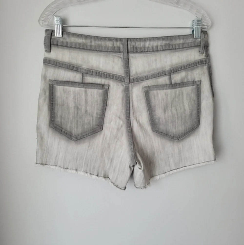 Free People Grey Denim Rolled Raw Hem Shorts Size 29